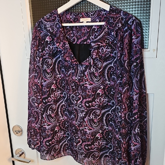 Laura Tops - Laura Blouse in Purple and Pink Size 18
